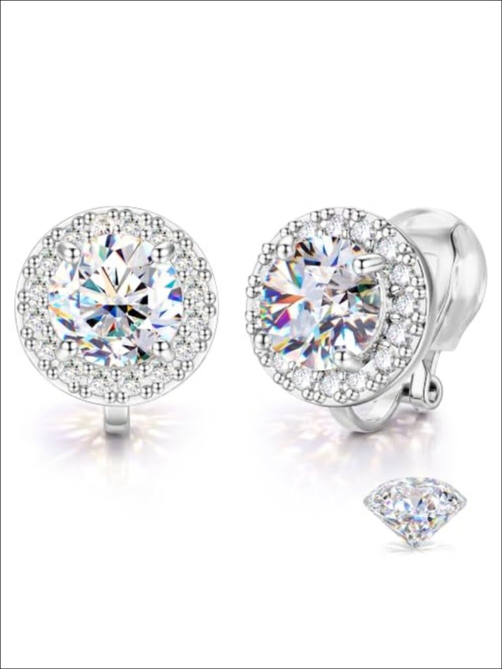 Moissanite Clip On Earrings for Women Men Hypoallergenic 0.8-4CT